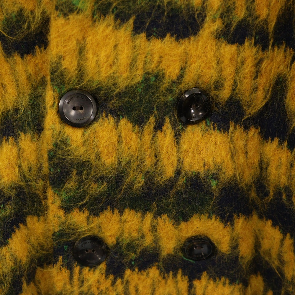 SAINT LAURENT PARIS(サンローランパリ) 21SS Mohair Wool Jacket ダブルプレスト モヘア混 ウール ジャケット イエロー/グリーン 645780 YAWS2
