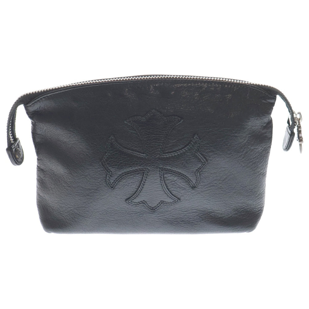 CHROME HEARTS(クロムハーツ) インサニティ CHプラスパッチ ダガージップ レザーポーチ ブラック
