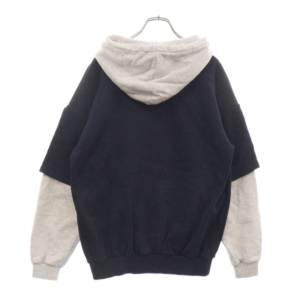 CELINE(セリーヌ) 22SS Two-tone Hoodie in Cotton Fleece コットンフリースツートーンフーディ プルオーバーパーカー グレー/ネイビー 2Y730670Q レディース