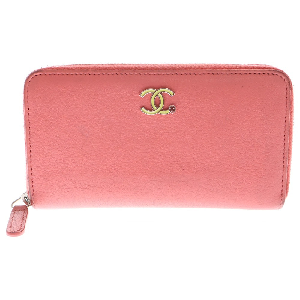 CHANEL(シャネル) ラッキーフラワー ラウンドファスナー長財布 ピンク