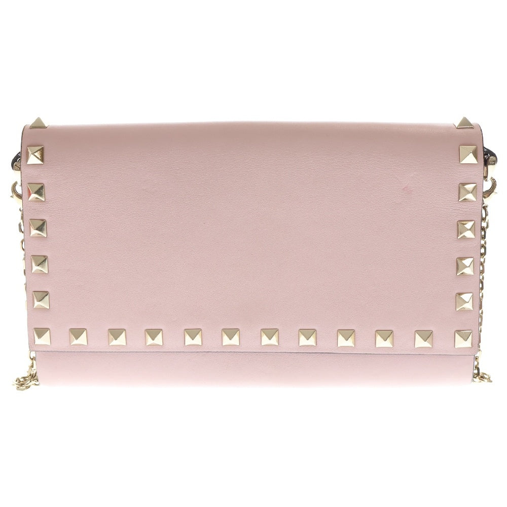 VALENTINO(ヴァレンチノ) Rockstud Wallet on Chain ロックスタッズ チェーンウォレット 長財布 ピンク