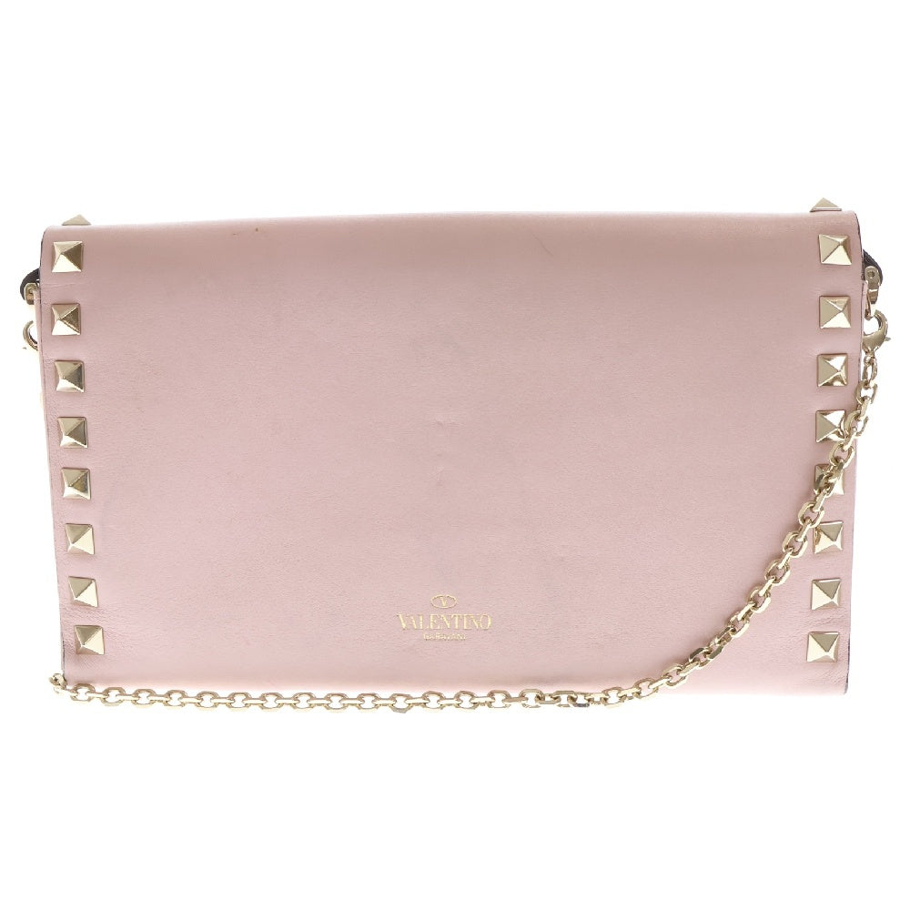 VALENTINO(ヴァレンチノ) Rockstud Wallet on Chain ロックスタッズ チェーンウォレット 長財布 ピンク