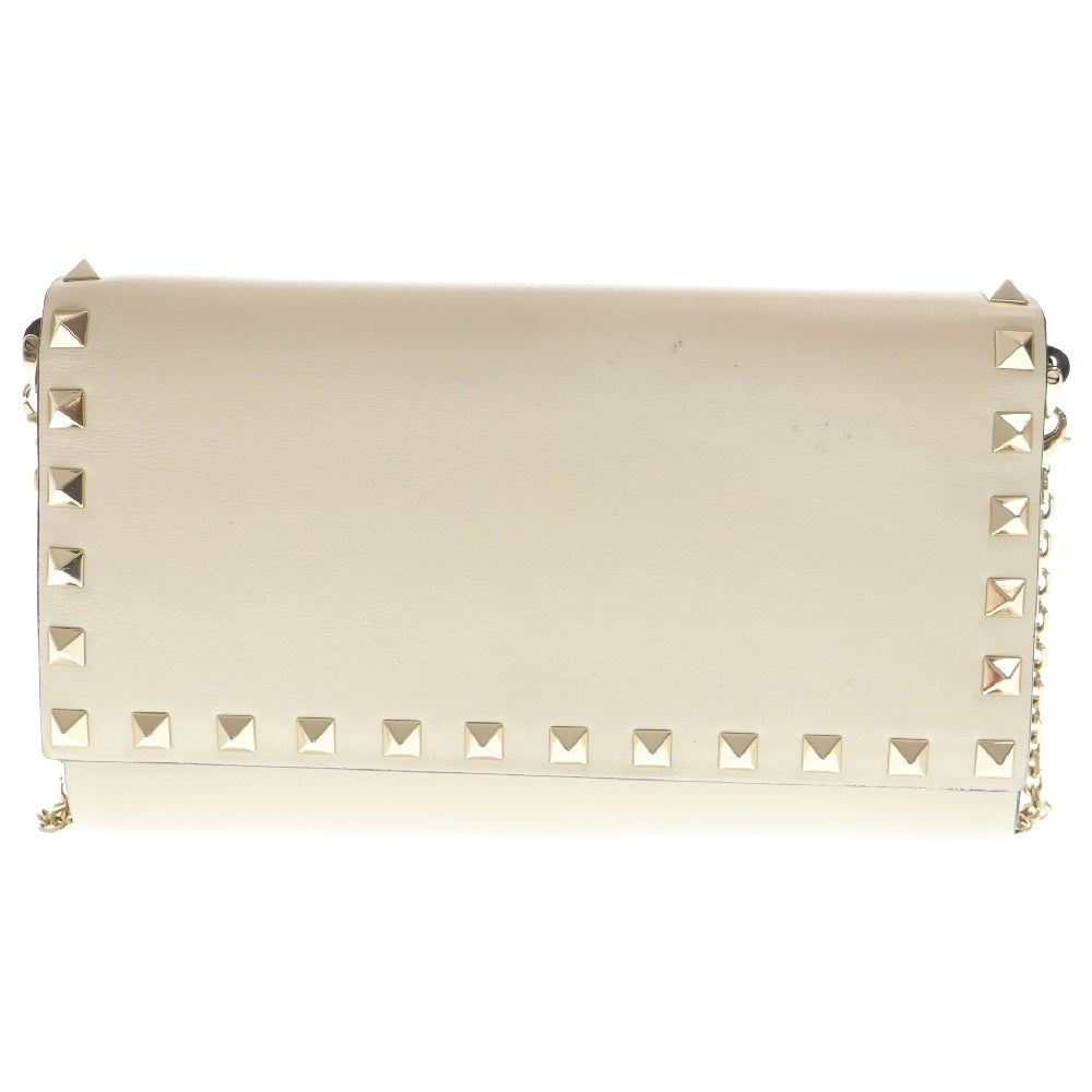 VALENTINO(ヴァレンチノ) Rockstud Wallet on Chain ロックスタッズ チェーンウォレット 長財布 アイボリー