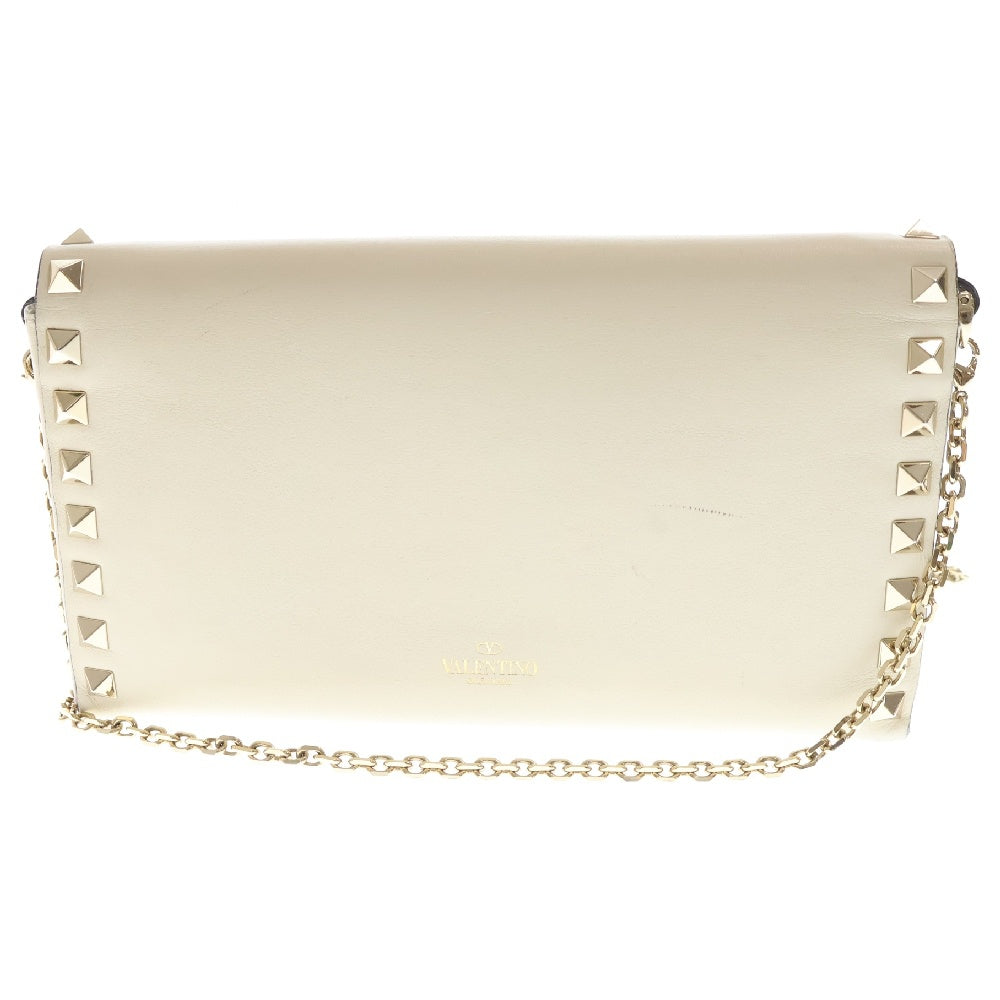 VALENTINO(ヴァレンチノ) Rockstud Wallet on Chain ロックスタッズ チェーンウォレット 長財布 アイボリー