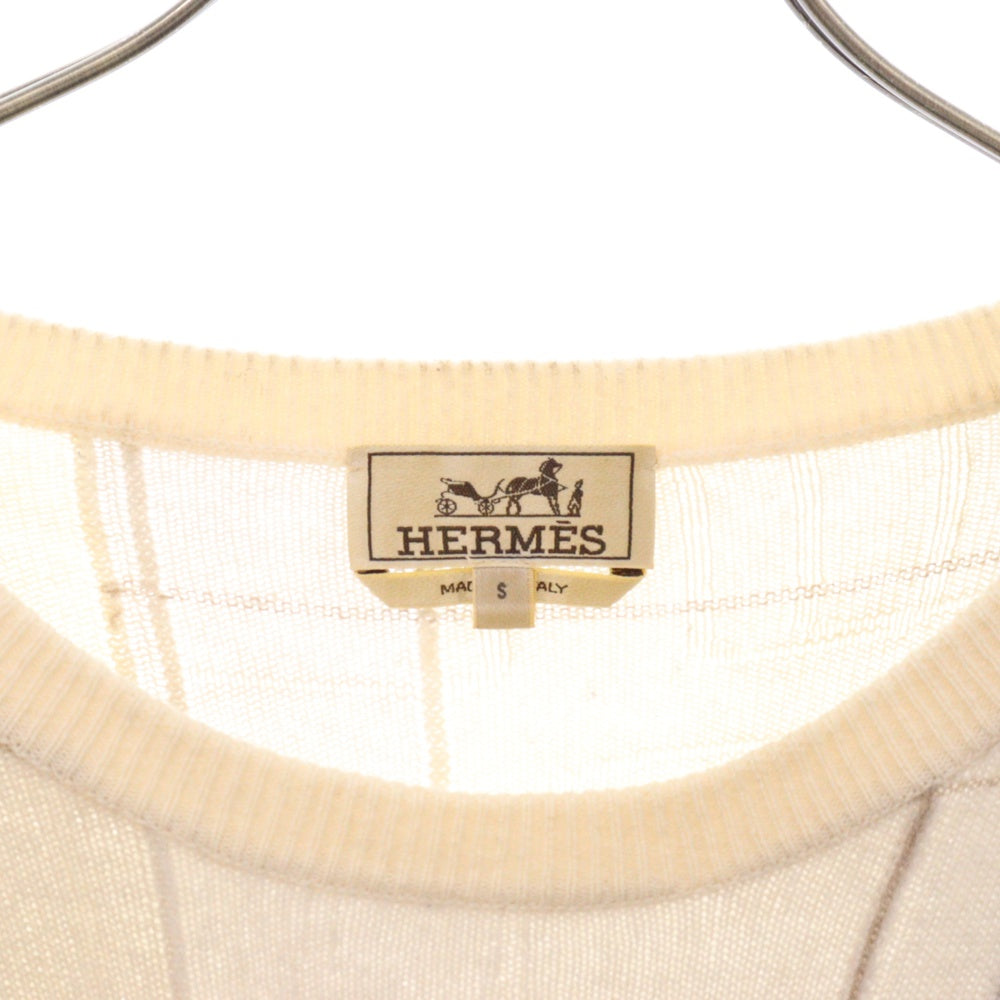 HERMES(エルメス) ラグラン 五分袖 カシミヤ ニットセーター グレー