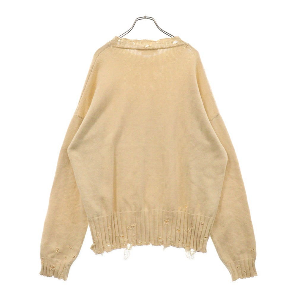 MARNI(マルニ) 22AW KNITWEAR コットンダメージ クルーネック ニットセーター ベージュ GCMG0210A0 UFC652