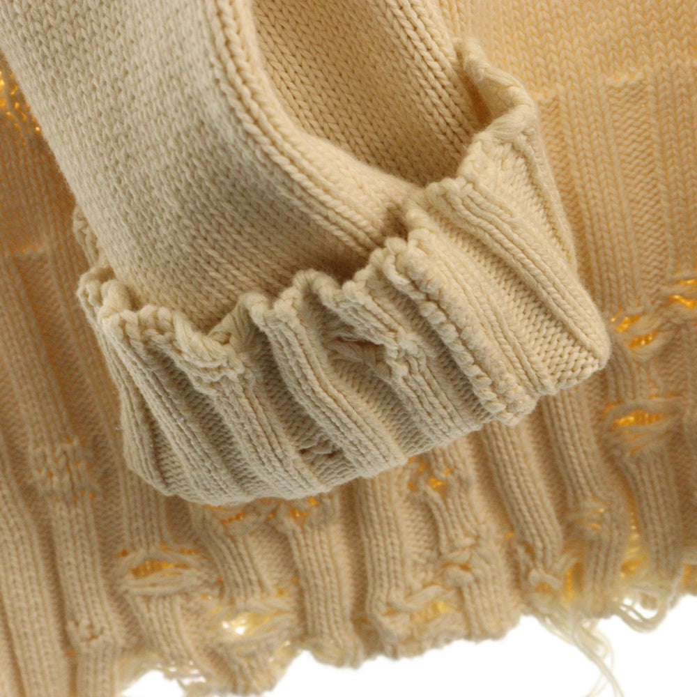 MARNI(マルニ) 22AW KNITWEAR コットンダメージ クルーネック ニットセーター ベージュ GCMG0210A0 UFC652
