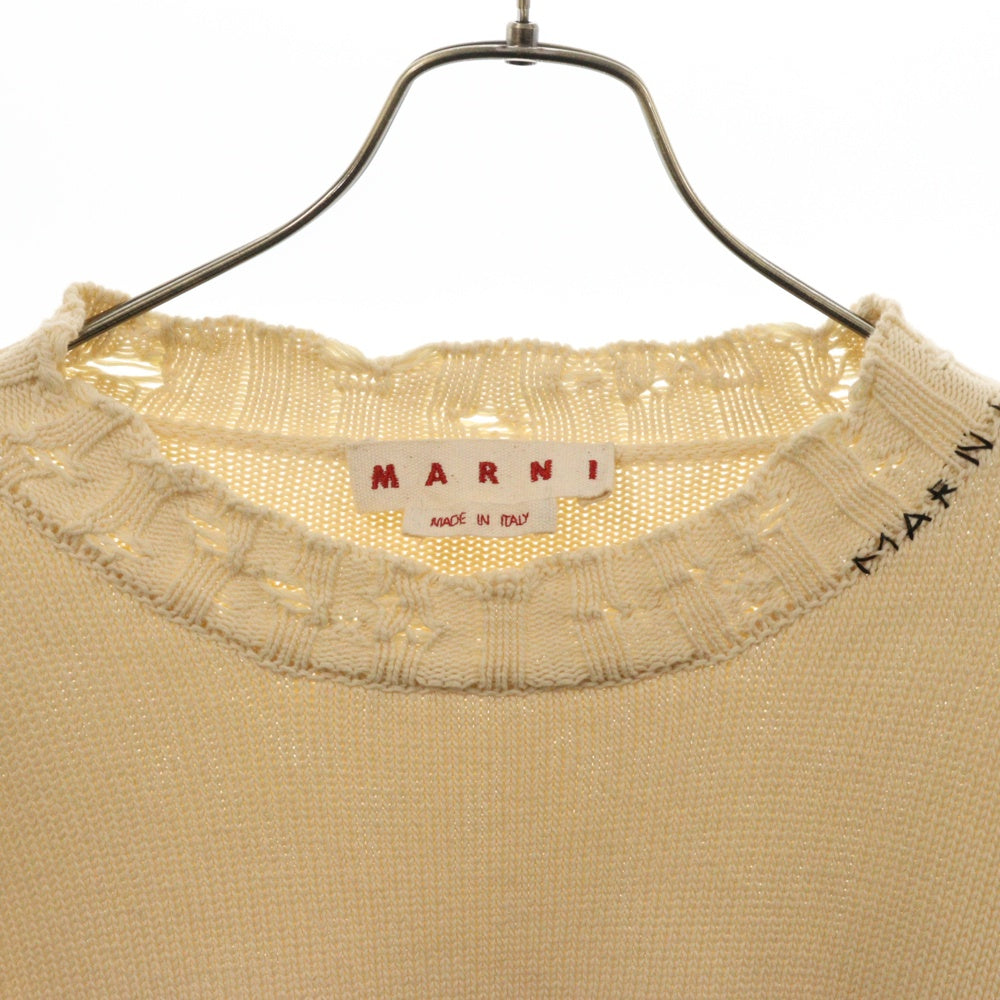 MARNI(マルニ) 22AW KNITWEAR コットンダメージ クルーネック ニットセーター ベージュ GCMG0210A0 UFC652