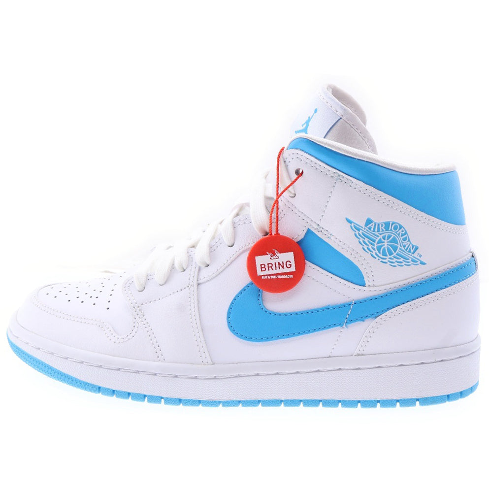NIKE(ナイキ) WMNS AIR JORDAN 1 MID エアジョーダン 1 ミッド パウダーブルー ノースカロライナ ハイカットスニーカー ホワイト/ブルー BQ6472-114 US9.5/26.5cm