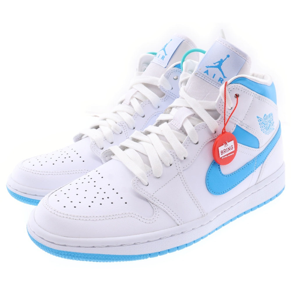 NIKE(ナイキ) WMNS AIR JORDAN 1 MID エアジョーダン 1 ミッド パウダーブルー ノースカロライナ ハイカットスニーカー ホワイト/ブルー BQ6472-114 US9.5/26.5cm