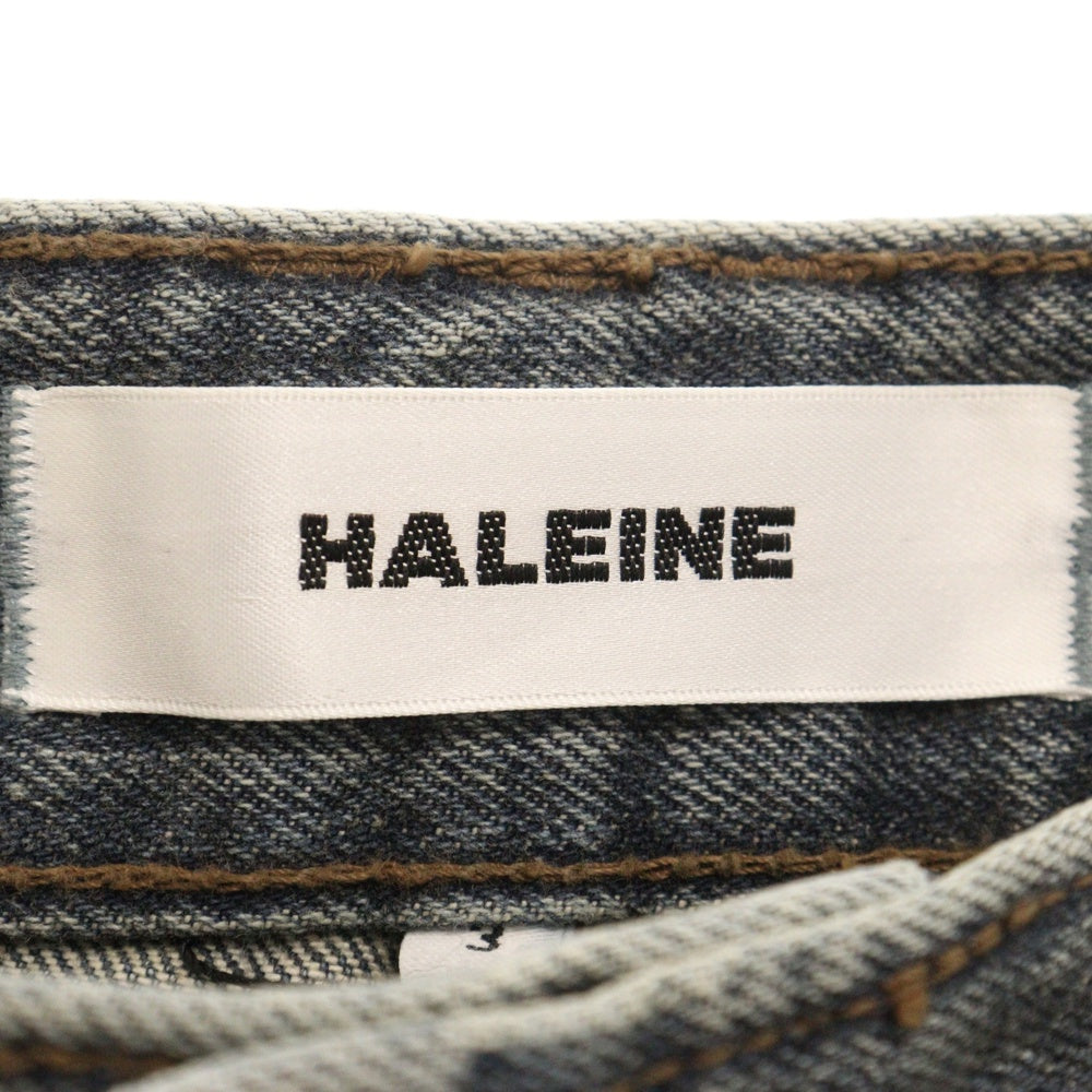 HALEINE(アレンヌ) サイド デザイン ワイド デニム パンツ インディゴ