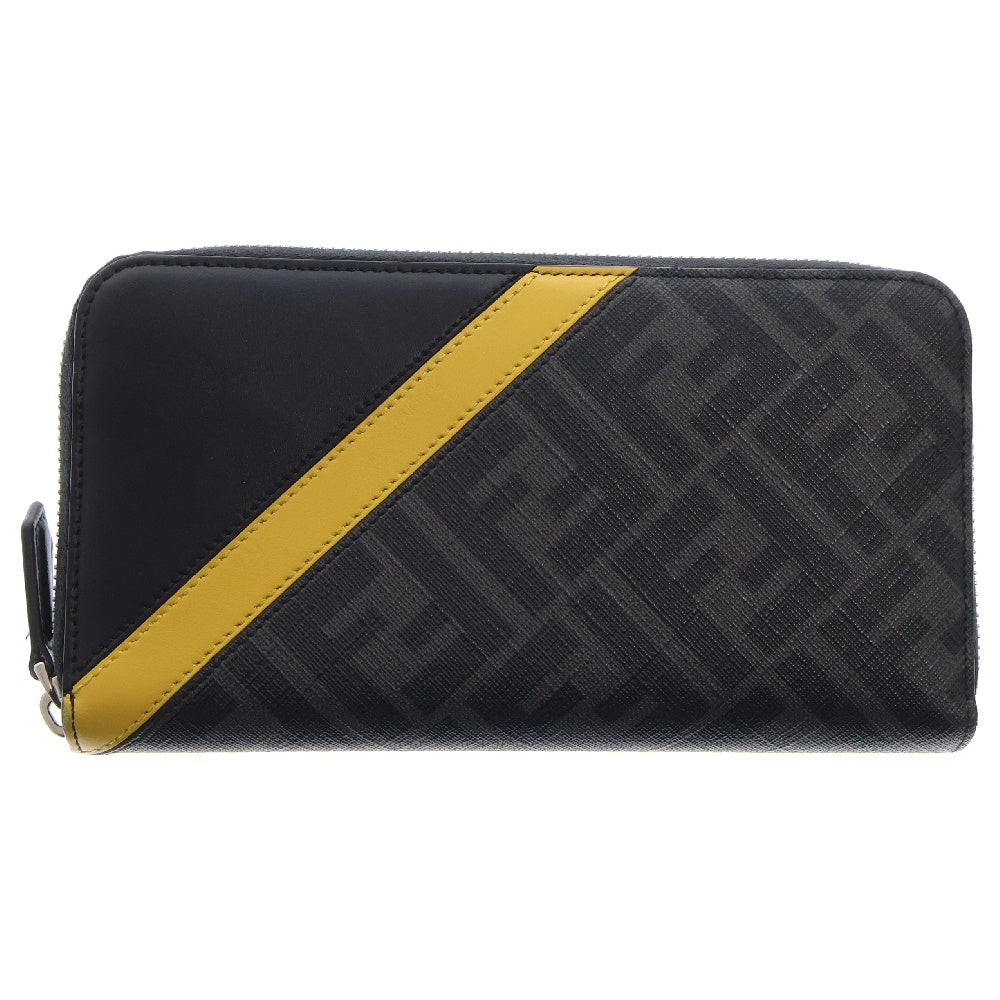 FENDI(フェンディ) ズッカ ダイアゴナル ジップアラウンドウォレット ラウンドファスナー長財布 ブラック7M0210