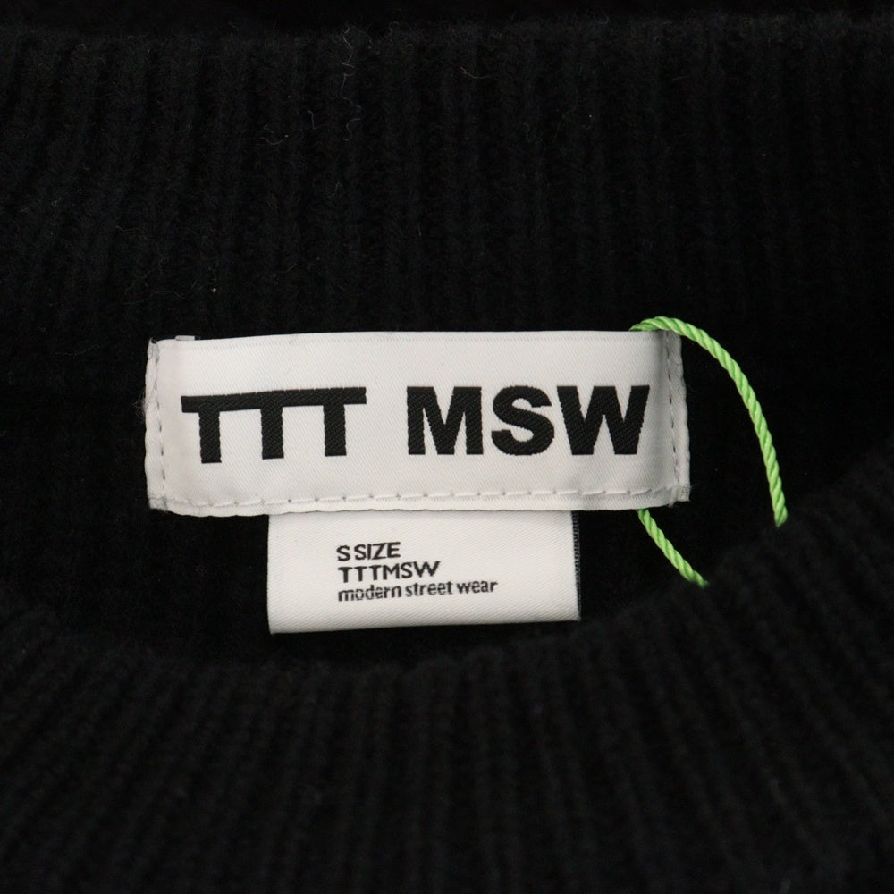 TTT_MSW(ティーモダンストリートウェア) クルーネック ウール ニットセーター ブラック TTT-KT02