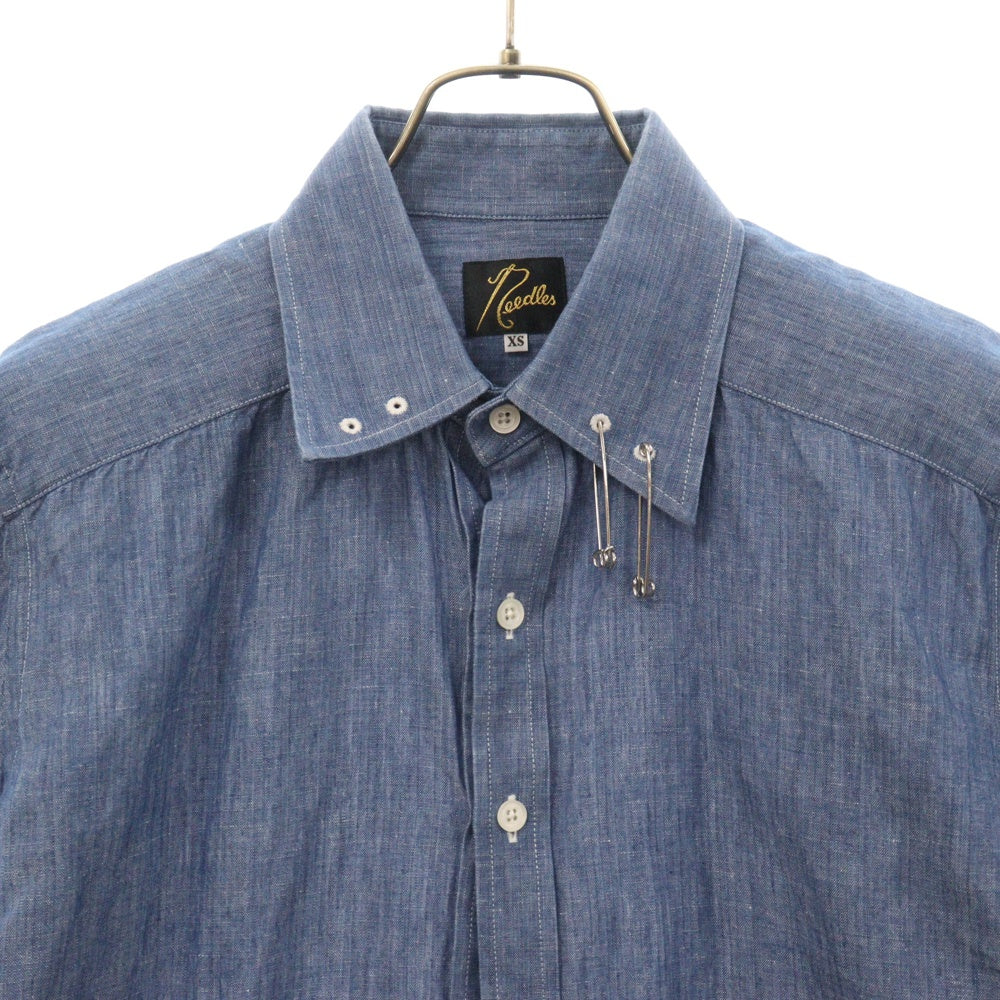 Needles(ニードルス) Pinhole EDW Shirt - C/L Chambray カラー装飾 ロングスリーブ 長袖シャツ ライトブルー KP205