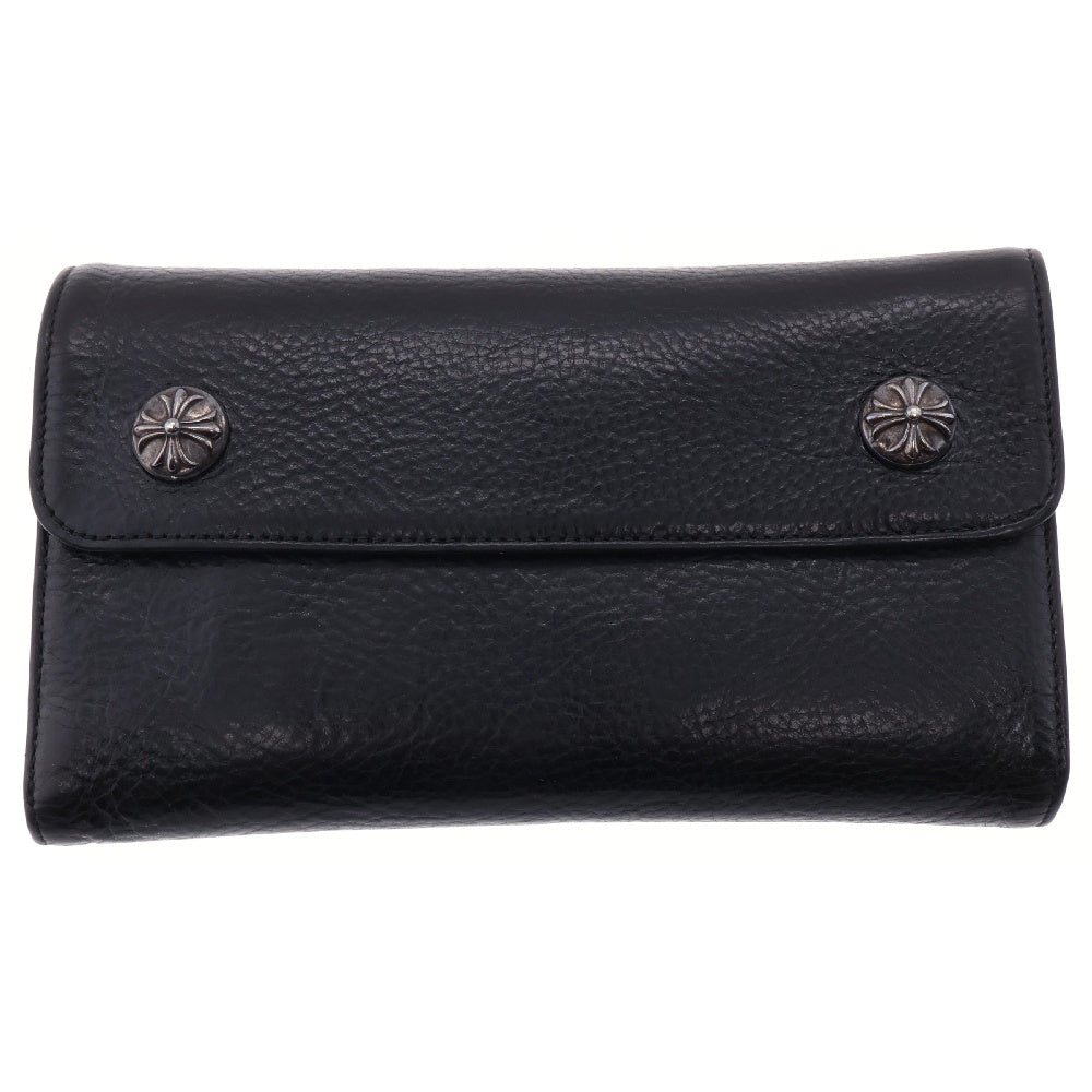 CHROME HEARTS(クロムハーツ) WAVE CROSS BALL ウェーブ ウォレット クロスボールボタン 長財布 ブラック