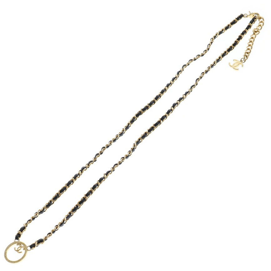 CHANEL(シャネル) ココマーク サークルトップ チェーン ネックレス ブラック/ゴールド レディース