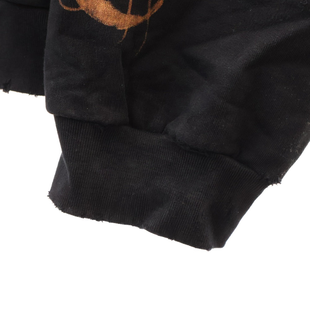 BALENCIAGA(バレンシアガ) 23AW Metal Logo Hoodie メタルロゴ ダメージ加工プルオーバースウェットパーカー フーディー ブラック 739024 TOVD8