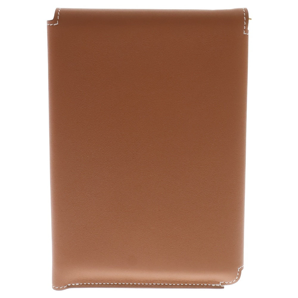 HERMES(エルメス) カルネ シークレット レザー 手帳型ケース ゴールド/ブラウン ゴールド金具 W刻印