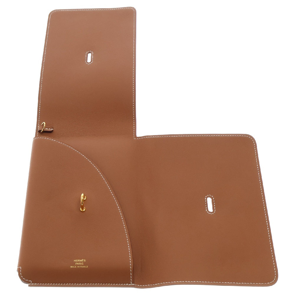 HERMES(エルメス) カルネ シークレット レザー 手帳型ケース ゴールド/ブラウン ゴールド金具 W刻印