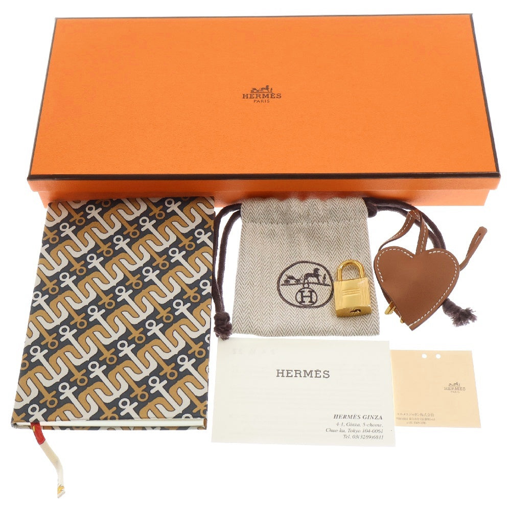 HERMES(エルメス) カルネ シークレット レザー 手帳型ケース ゴールド/ブラウン ゴールド金具 W刻印
