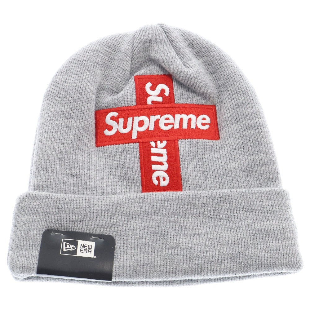 SUPREME(シュプリーム) 20AW ×New Era Cross Box Logo Beanie ニューエラ クロスボックスロゴ ビーニー ニットキャップ 帽子 グレー/レッド
