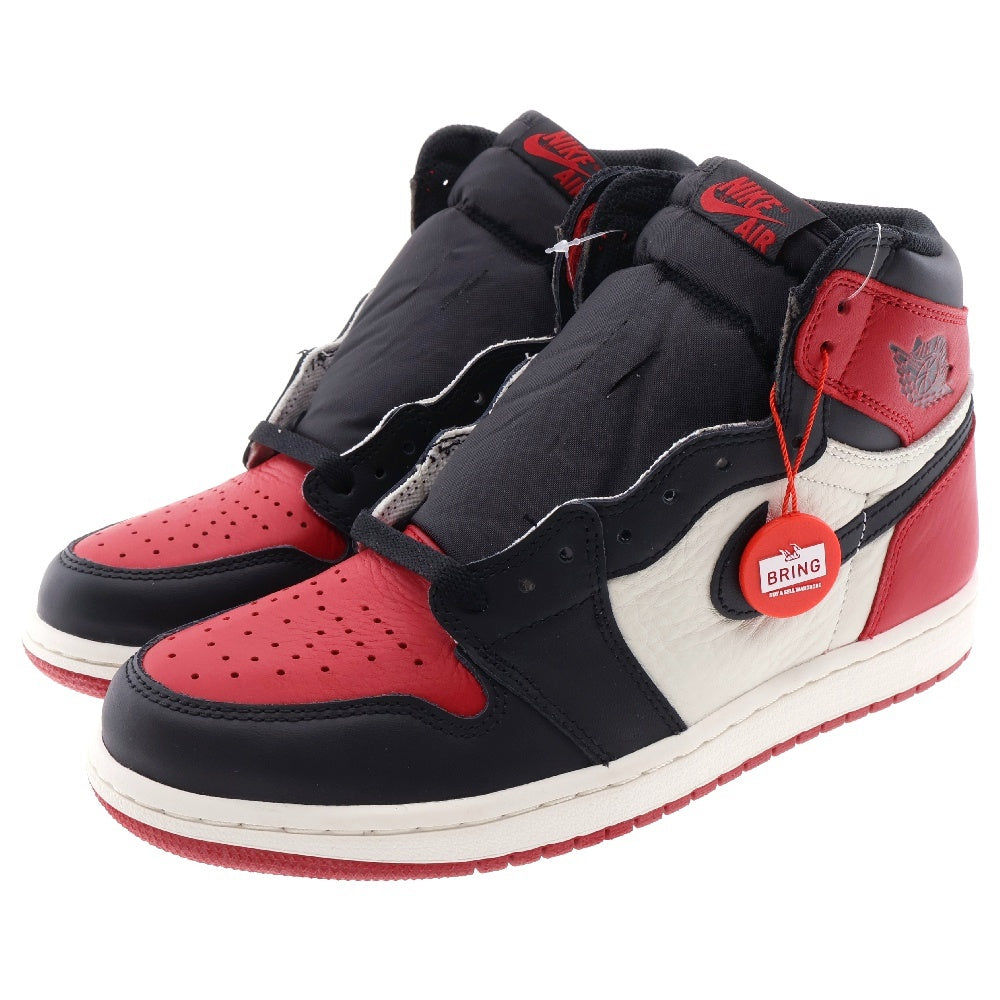 NIKE(ナイキ) AIR JORDAN 1 RETRO HIGH OG BRED TOE エアジョーダン ブレッドトゥ ハイカットスニーカー レッド/ブラック US8/26cm 555088-610
