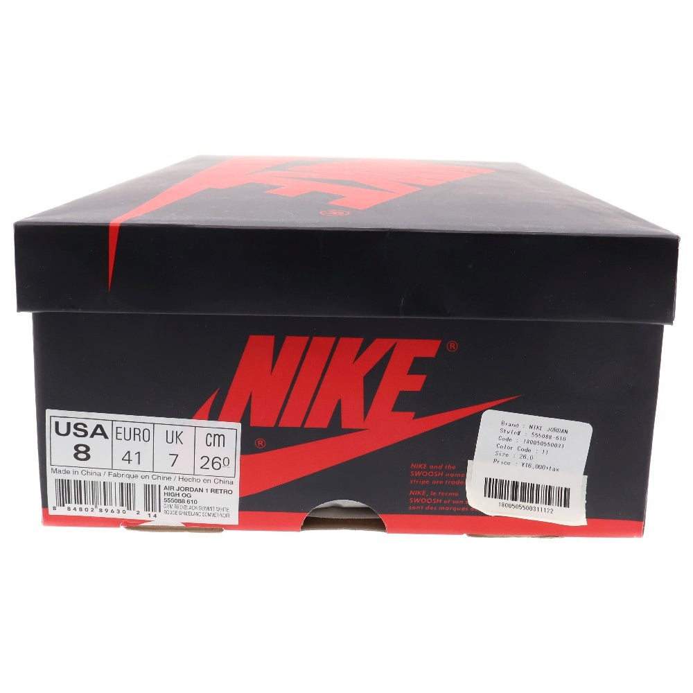 NIKE(ナイキ) AIR JORDAN 1 RETRO HIGH OG BRED TOE エアジョーダン ブレッドトゥ ハイカットスニーカー レッド/ブラック US8/26cm 555088-610