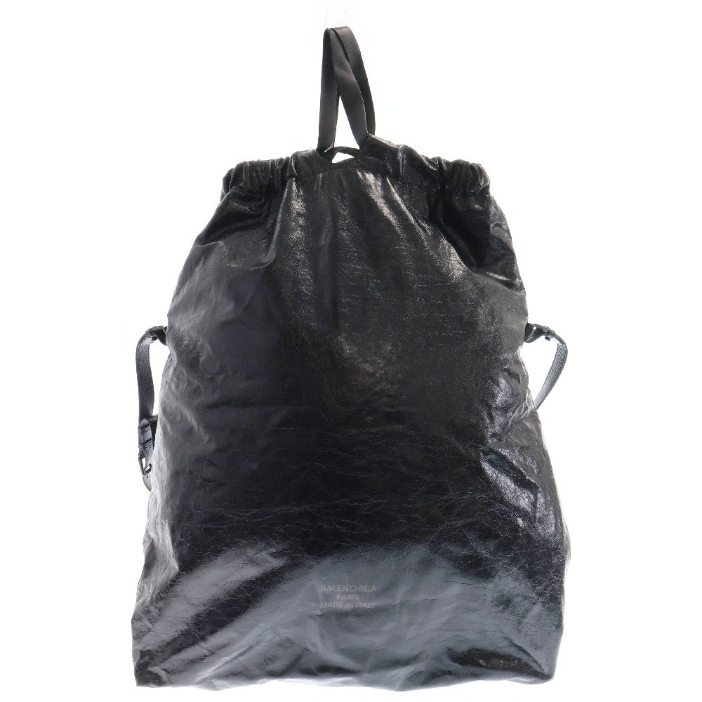 BALENCIAGA(バレンシアガ) 24SS TRASH BAG トラッシュバッグ レザー ショルダーバッグ ブラック 716897