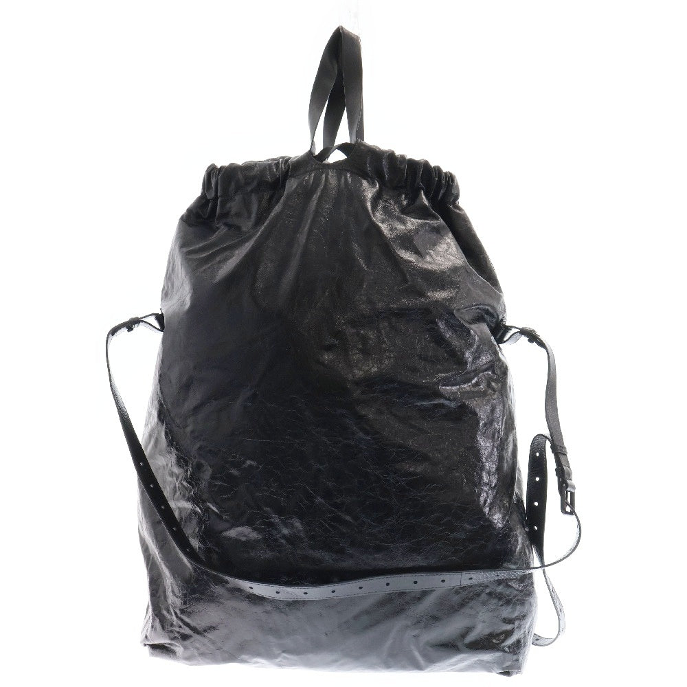 BALENCIAGA(バレンシアガ) 24SS TRASH BAG トラッシュバッグ レザー ショルダーバッグ ブラック 716897
