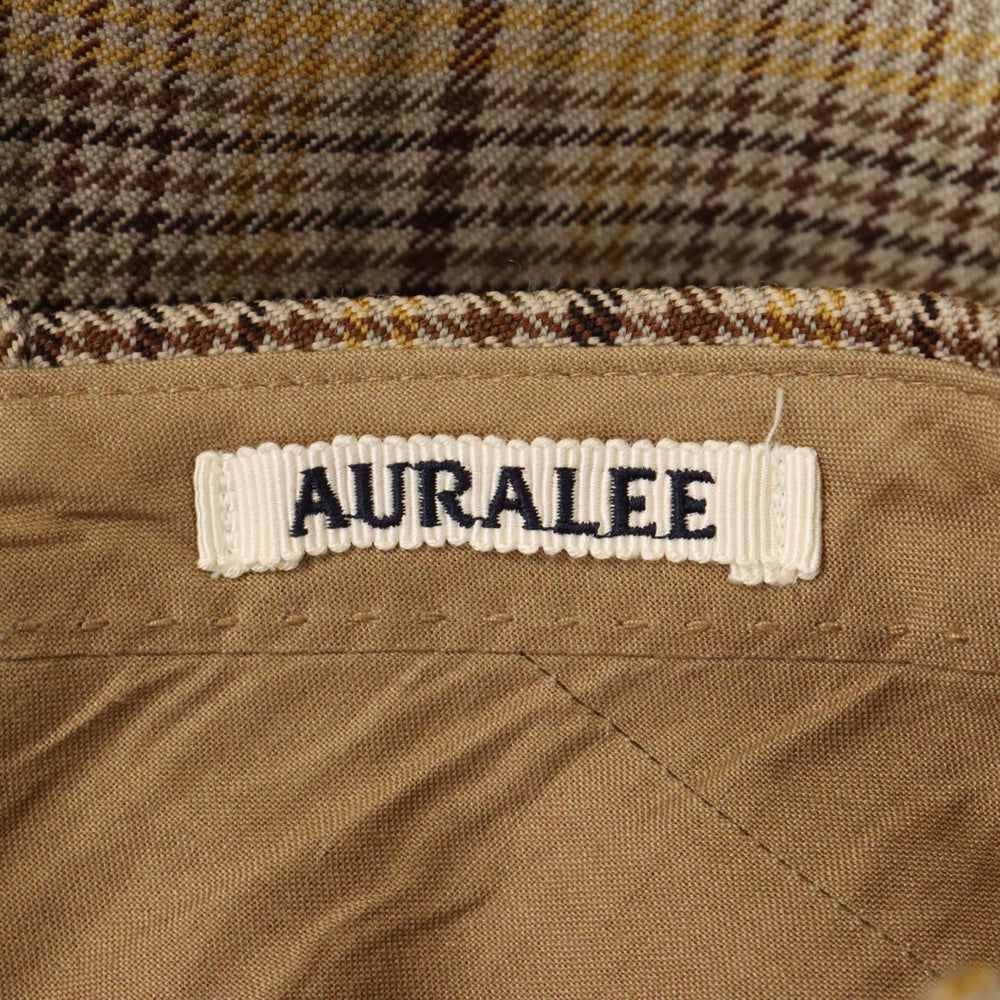 AURALEE(オーラリー) 19AW WOOL SERGE CHECK NARROW SLACKS WOOL SERGE NARROW SLACKS ウール セージ ナロー スラックス パンツ ブラウン A9AP03SC