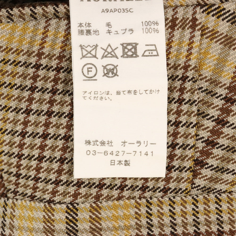 AURALEE(オーラリー) 19AW WOOL SERGE CHECK NARROW SLACKS WOOL SERGE NARROW SLACKS ウール セージ ナロー スラックス パンツ ブラウン A9AP03SC