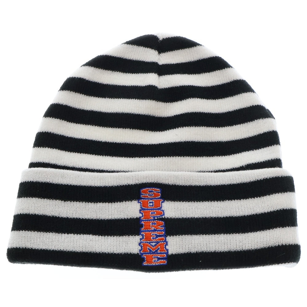 SUPREME(シュプリーム) 16AW Vertical Logo Striped Beanie  バーティカルロゴ ストライプニット帽 ビーニー ホワイト/ブラック
