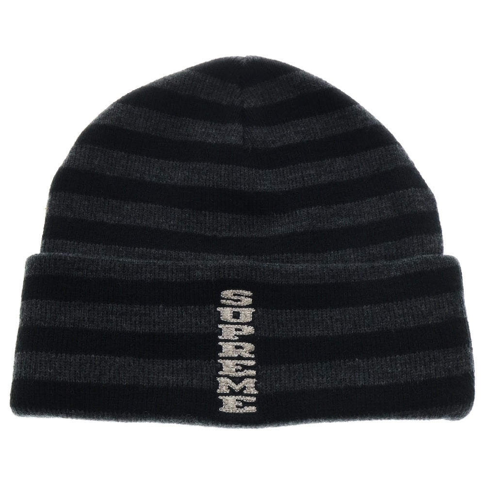SUPREME(シュプリーム) 16AW VERTICAL LOGO STRIPED BEANIE バーティカルロゴ ストライプニットビーニー ブラック ボーダー
