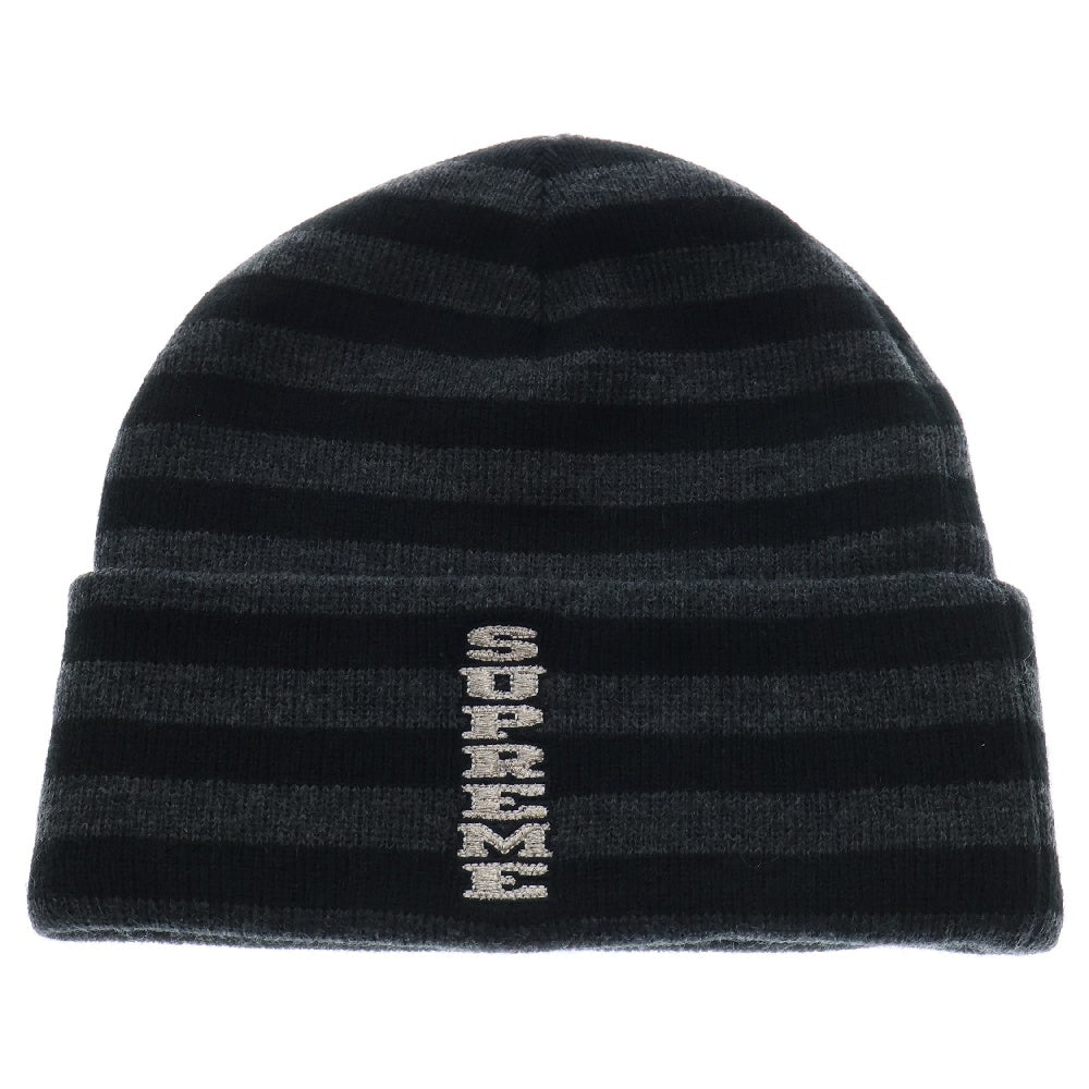 SUPREME(シュプリーム) 16AW VERTICAL LOGO STRIPED BEANIE バーティカルロゴ ストライプニットビーニー ブラック ボーダー