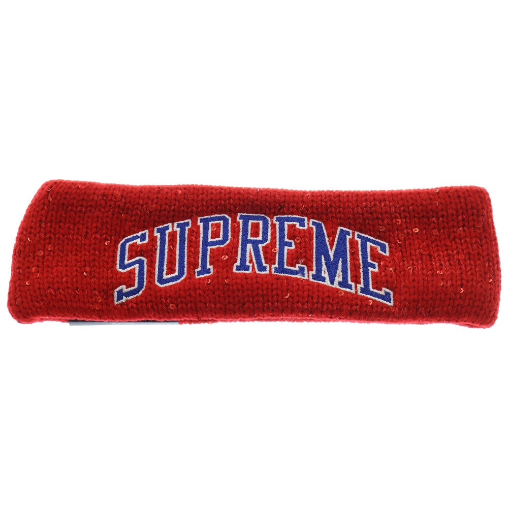 SUPREME(シュプリーム) 18AW ×New Era Sequin Arc Logo Headband ニューエラ スパンコールアーチロゴヘッドバンド ヘアバンド レッド