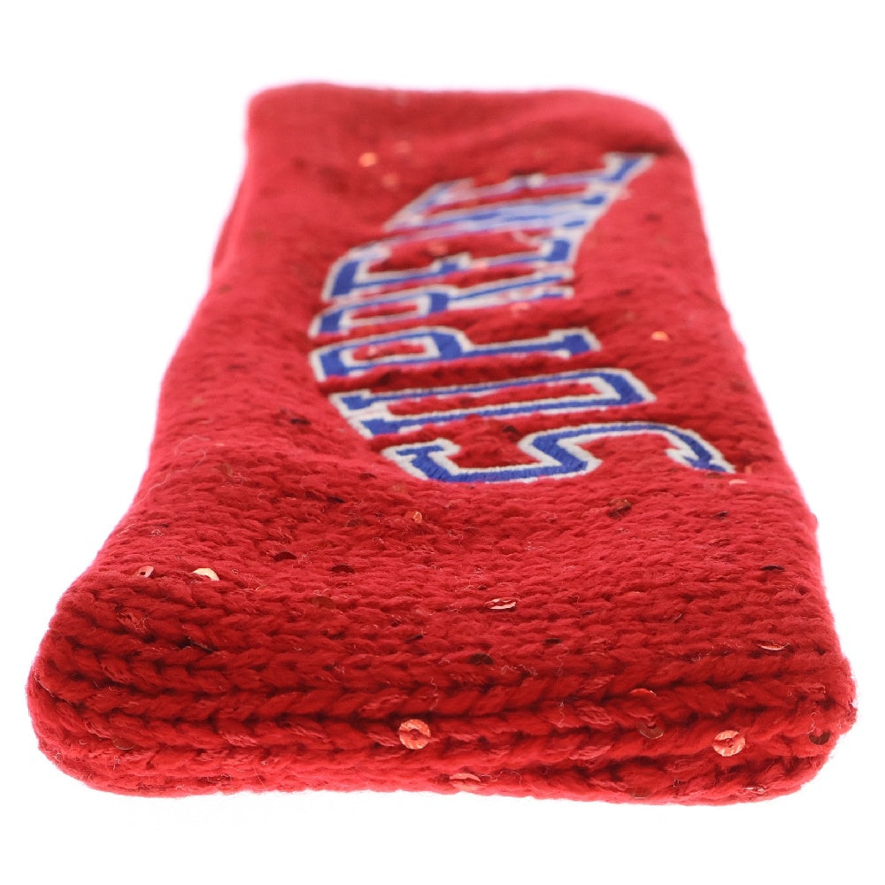 SUPREME(シュプリーム) 18AW ×New Era Sequin Arc Logo Headband ニューエラ スパンコールアーチロゴヘッドバンド ヘアバンド レッド