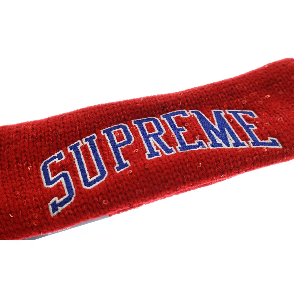SUPREME(シュプリーム) 18AW ×New Era Sequin Arc Logo Headband ニューエラ スパンコールアーチロゴヘッドバンド ヘアバンド レッド