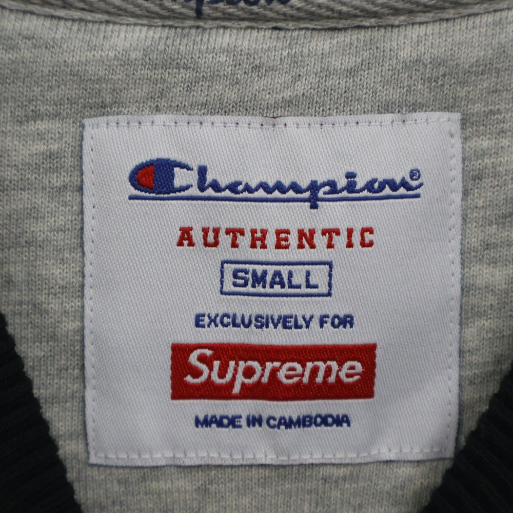 SUPREME(シュプリーム) 18SS Champion Stay In School Crew Neck Sweatshirt メタリックロゴプリントクルーネックスウェットトレーナー ブラック