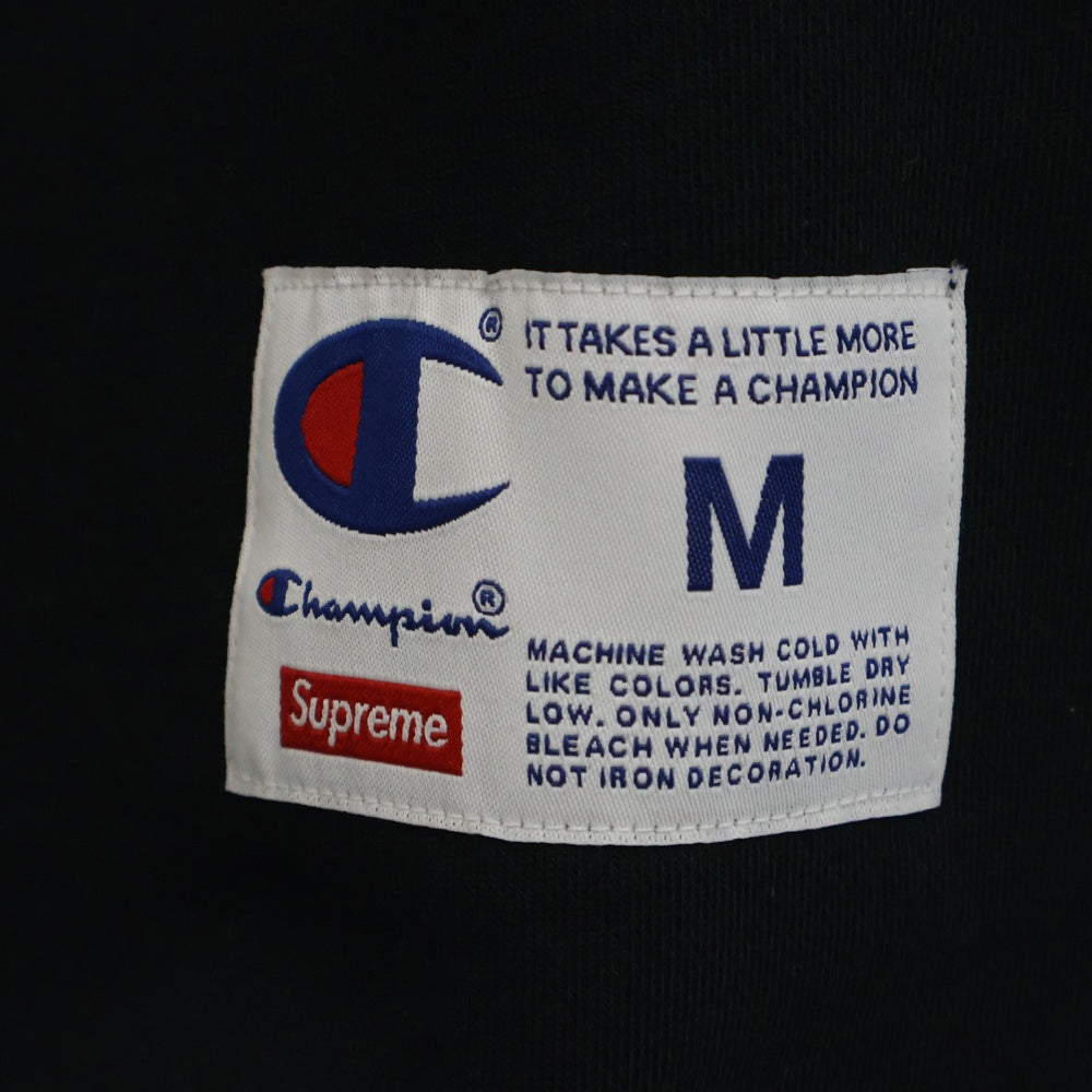 SUPREME(シュプリーム) 18SS Champion Stay In School Crew Neck Sweatshirt メタリックロゴプリントクルーネックスウェットトレーナー ブラック