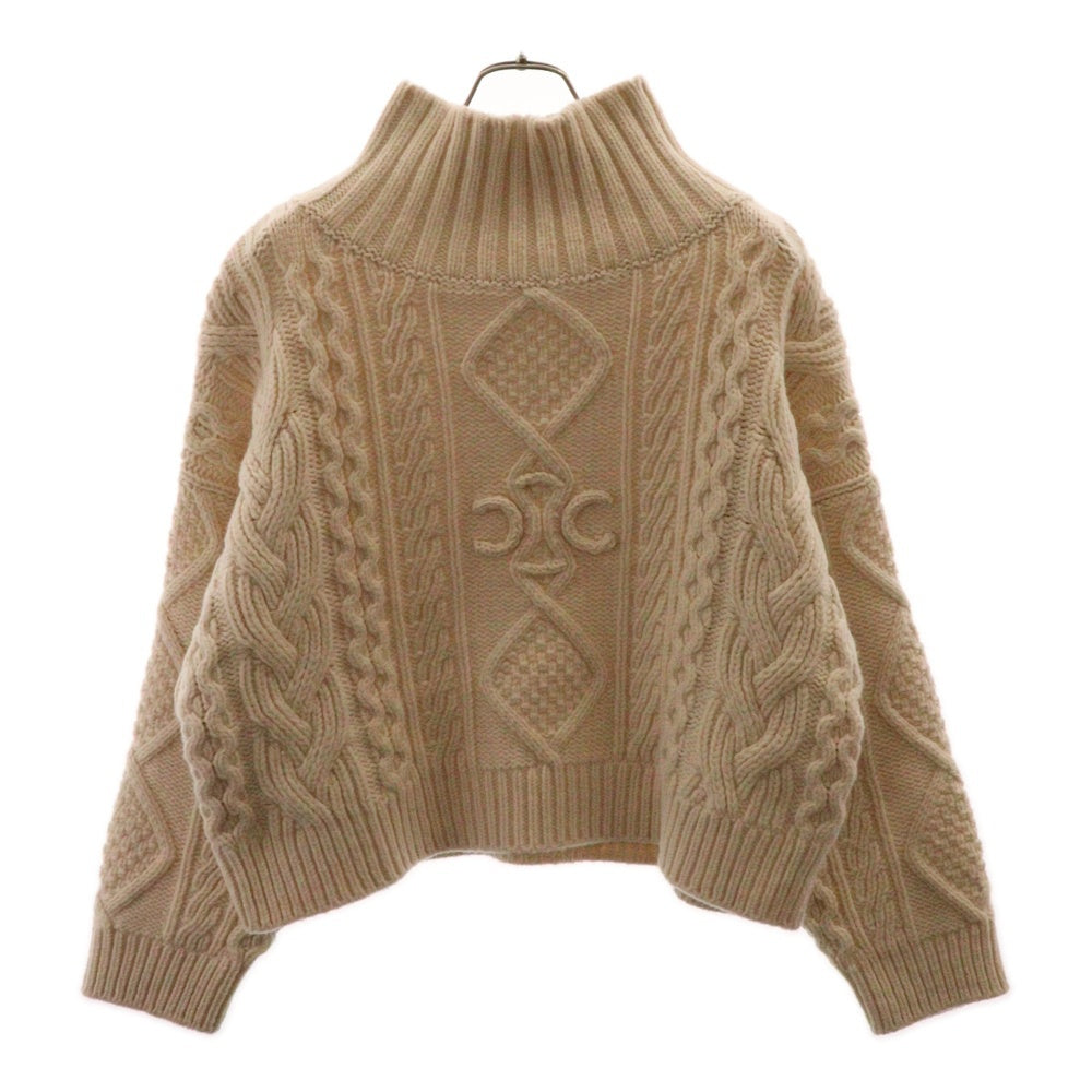 CELINE(セリーヌ) PULL COL MONTANT TRIOMPHE モックネック アラン トリオンフ ニットセーター ホワイト レディース 2AD01329O