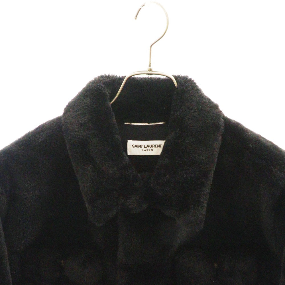 SAINT LAURENT PARIS(サンローランパリ) 23AW FAUX FUR JACKET フェイクファージャケット ブラック 713737 Y4F86