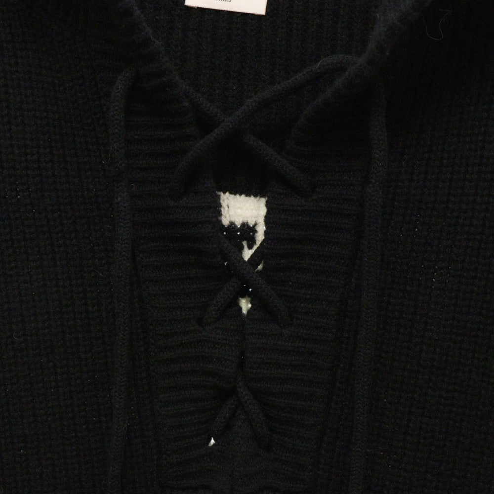 CELINE(セリーヌ) 22SS ARTIST BAJA JACQUARD RIBBED WOOL HOODIE バハ ジャカード リブ ウール オーバーサイズ ニット パーカー ブラック 2A53W489Q