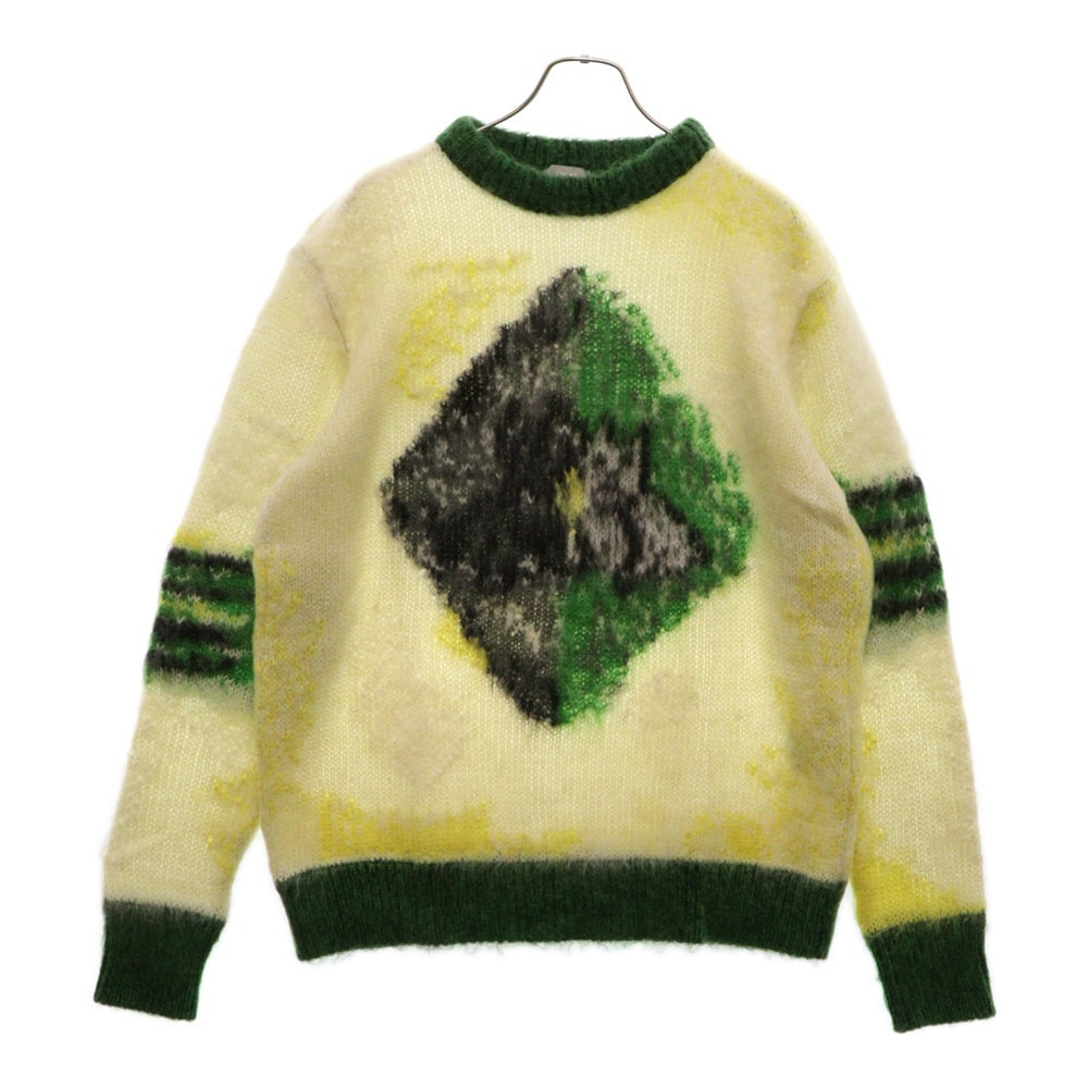DIOR(ディオール) 21AW×PETER DOIG モヘヤ混ニット 長袖セーター ホワイト/グリーン 143M645CT273