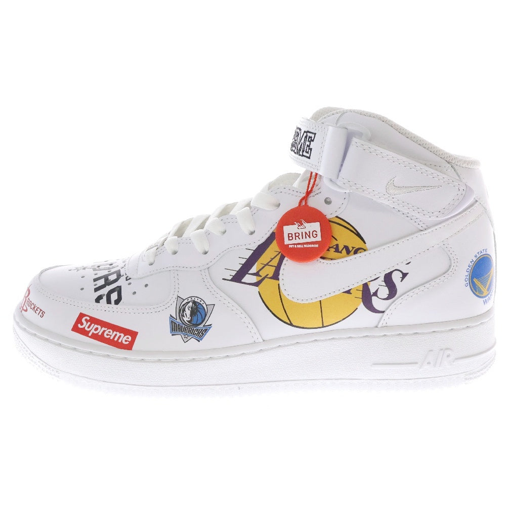 NIKE(ナイキ) 17SS ×SUPREME AIR FORCE 1 MID NBA TEAM シュプリーム エアフォース1 NBA ミッドカットスニーカー ホワイト US9.5/27.5cm AQ8017-100