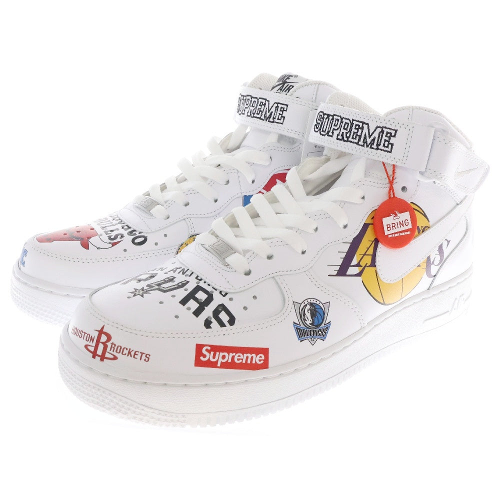 NIKE(ナイキ) 17SS ×SUPREME AIR FORCE 1 MID NBA TEAM シュプリーム エアフォース1 NBA ミッドカットスニーカー ホワイト US9.5/27.5cm AQ8017-100
