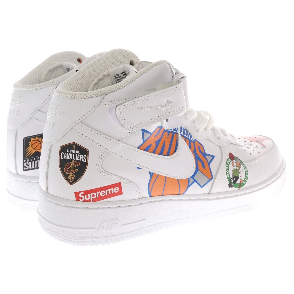 NIKE(ナイキ) 17SS ×SUPREME AIR FORCE 1 MID NBA TEAM シュプリーム エアフォース1 NBA ミッドカットスニーカー ホワイト US9.5/27.5cm AQ8017-100