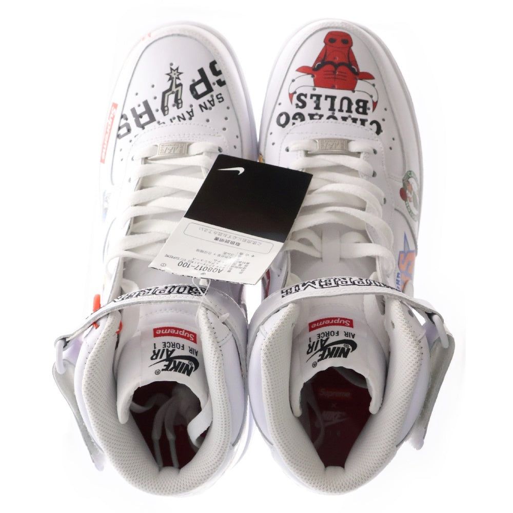 NIKE(ナイキ) 17SS ×SUPREME AIR FORCE 1 MID NBA TEAM シュプリーム エアフォース1 NBA ミッドカットスニーカー ホワイト US9.5/27.5cm AQ8017-100