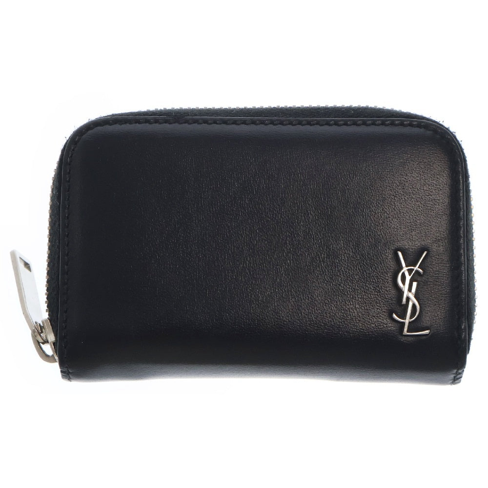 SAINT LAURENT PARIS(サンローランパリ) タイニー モノグラム ラウンドジップ レザー コンパクトウォレット 財布 コインケース ブラック 607765