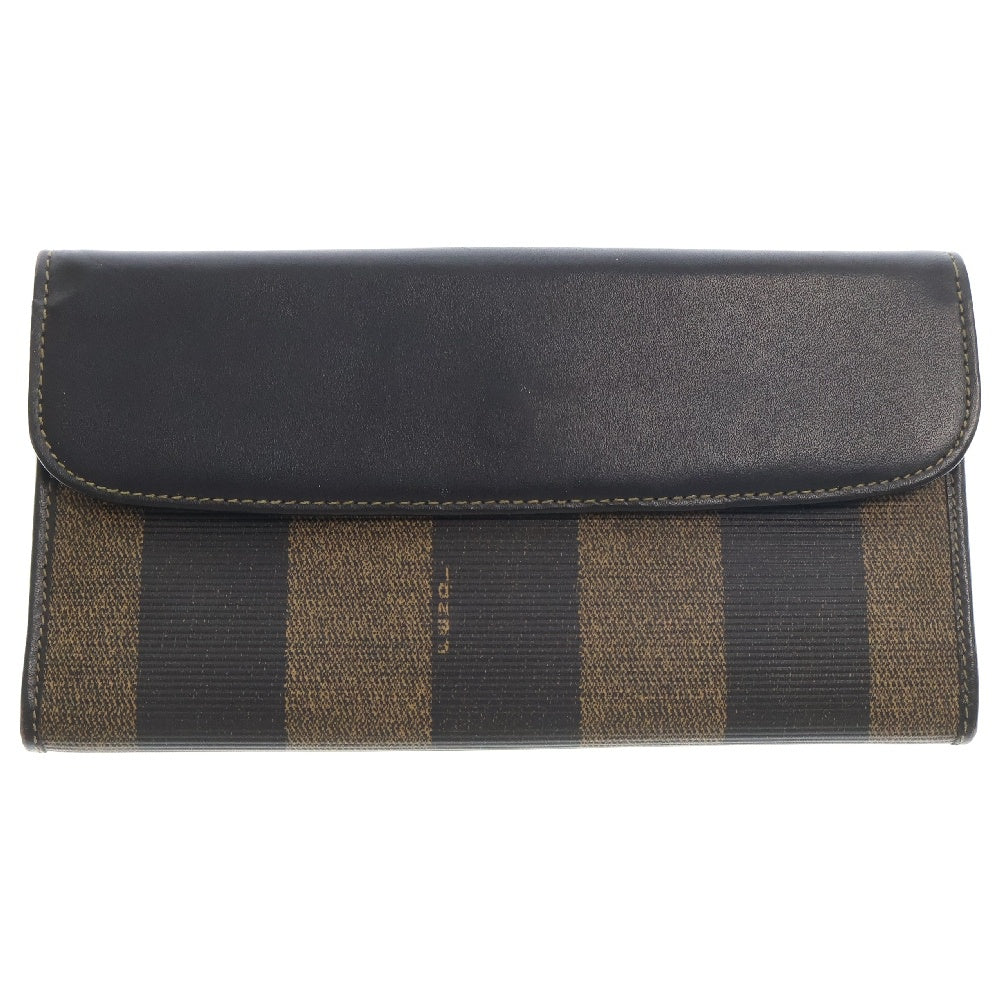 FENDI(フェンディ) ペカン柄 Wホック ロングウォレット 二つ折り長財布 ブラック/ベージュ 2804-1339