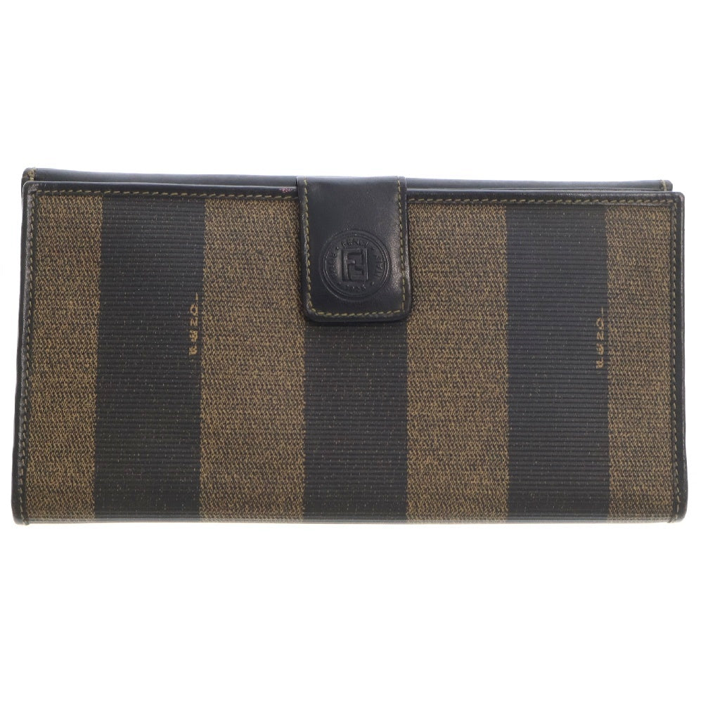 FENDI(フェンディ) ペカン柄 Wホック ロングウォレット 二つ折り長財布 ブラック/ベージュ 2804-1339